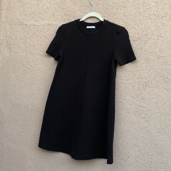 Zara Trafaluc USA Medium Scoop Neck Short Sleeve Black Midi Dress Made Turkey - Picture 2 of 11